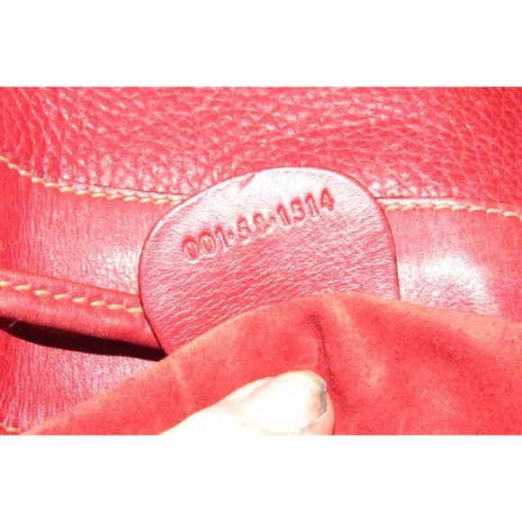 Gucci Xl Bucket Bag W Pebbled Drawstring W Smooth Trim True Red gold Accents L - Picture 6 of 12